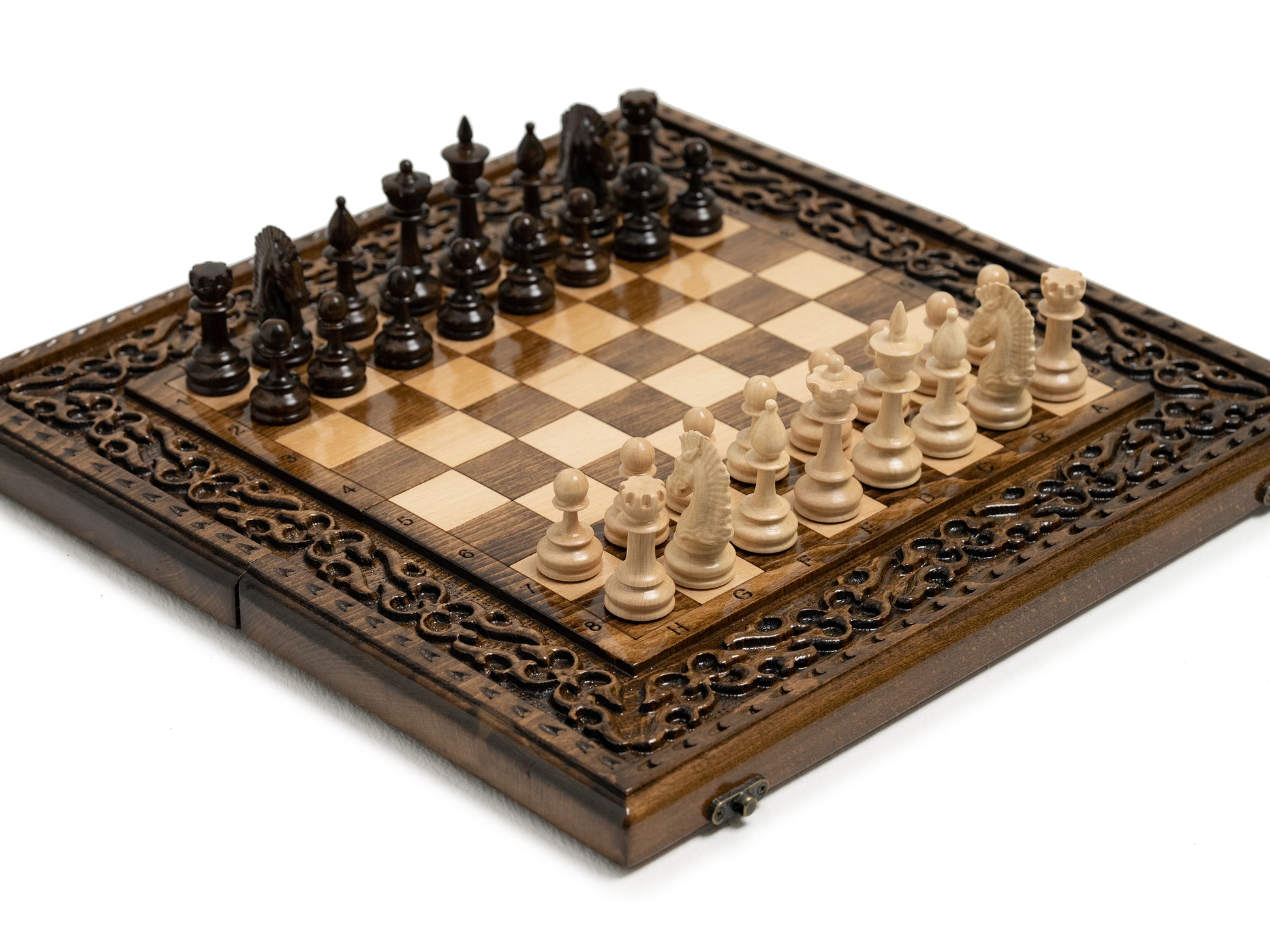 Unique chess set with intricate detailing and design