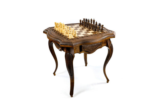 ImperialChess's 'Contour Crafted' luxury chess table with a modern contour outline, handcrafted by Master Hrachya Ohanyan.