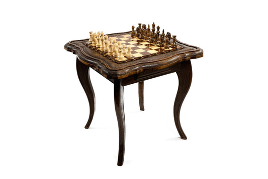 ImperialChess's 'Elegant Mastery' premium wooden chess table, crafted by Master Hrachya Ohanyan, showcasing luxury and elegance.