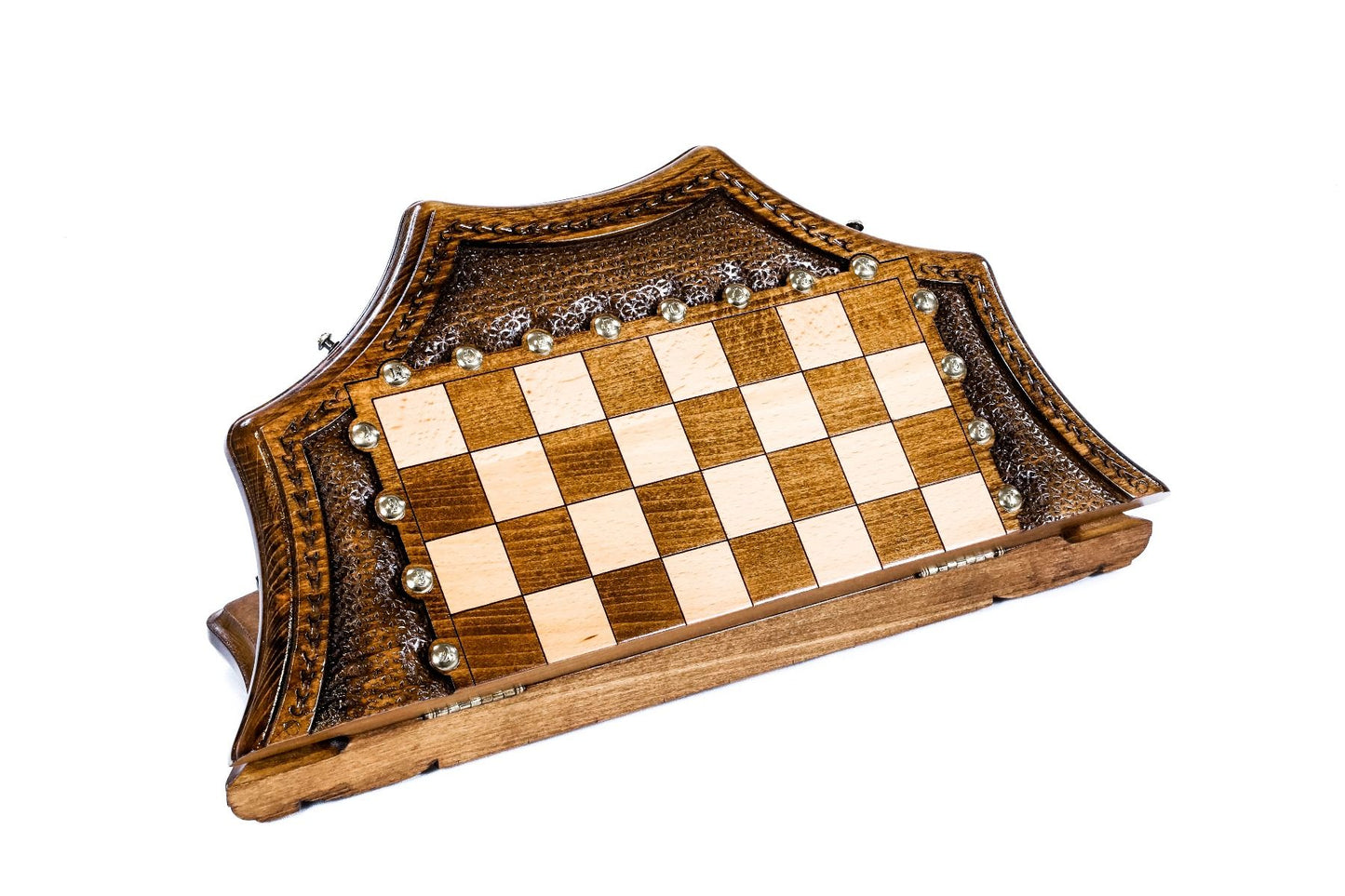Celebrate the fusion of craftsmanship and luxury with a chess set that offers a unique twist on the classic game, crafted from beautiful wood and adorned with bronze.