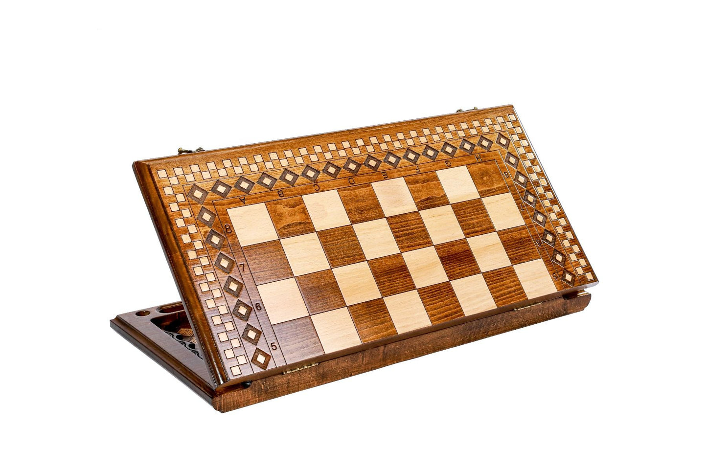 Engage in the timeless strategy of chess with a set that highlights the artistry of Armenian carpet weaving in its design and craftsmanship.