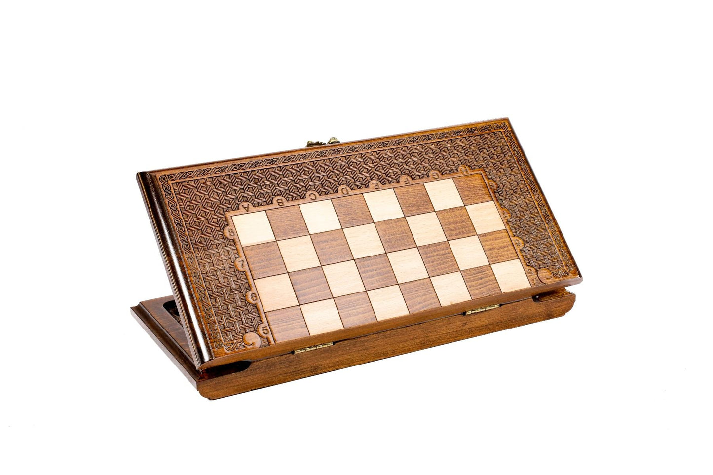 Engage in the art of strategy with a dual-game set, where the craftsmanship of chess meets the classic play of backgammon in artisanal elegance.