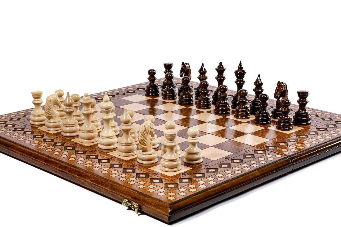 Dive into the elegance of chess with a set that celebrates Armenian heritage, featuring intricate carpet patterns on handcrafted wood.