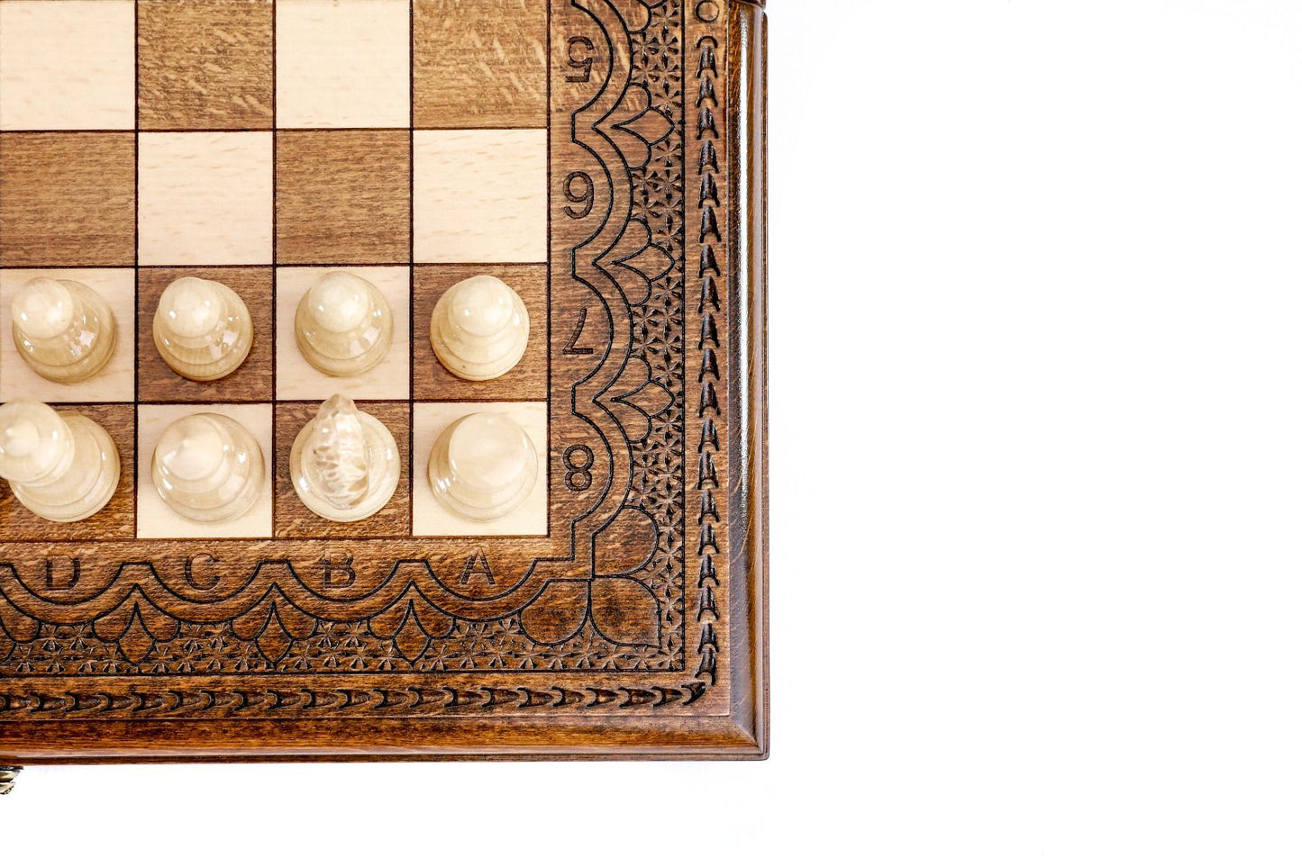 Master the game on a board that pays homage to classic chess while introducing unique aesthetic elements for a distinctive playing experience.