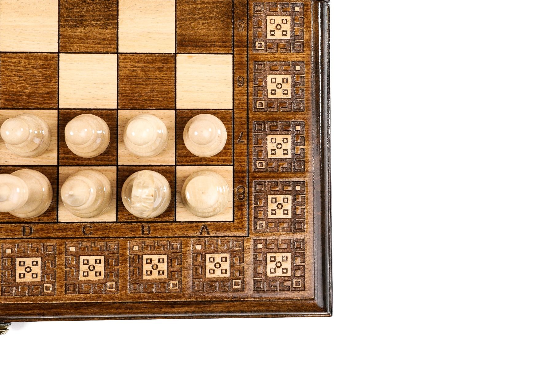 Command the board in style with a handcrafted chess set that redefines gaming elegance, featuring meticulously applied carpet designs.