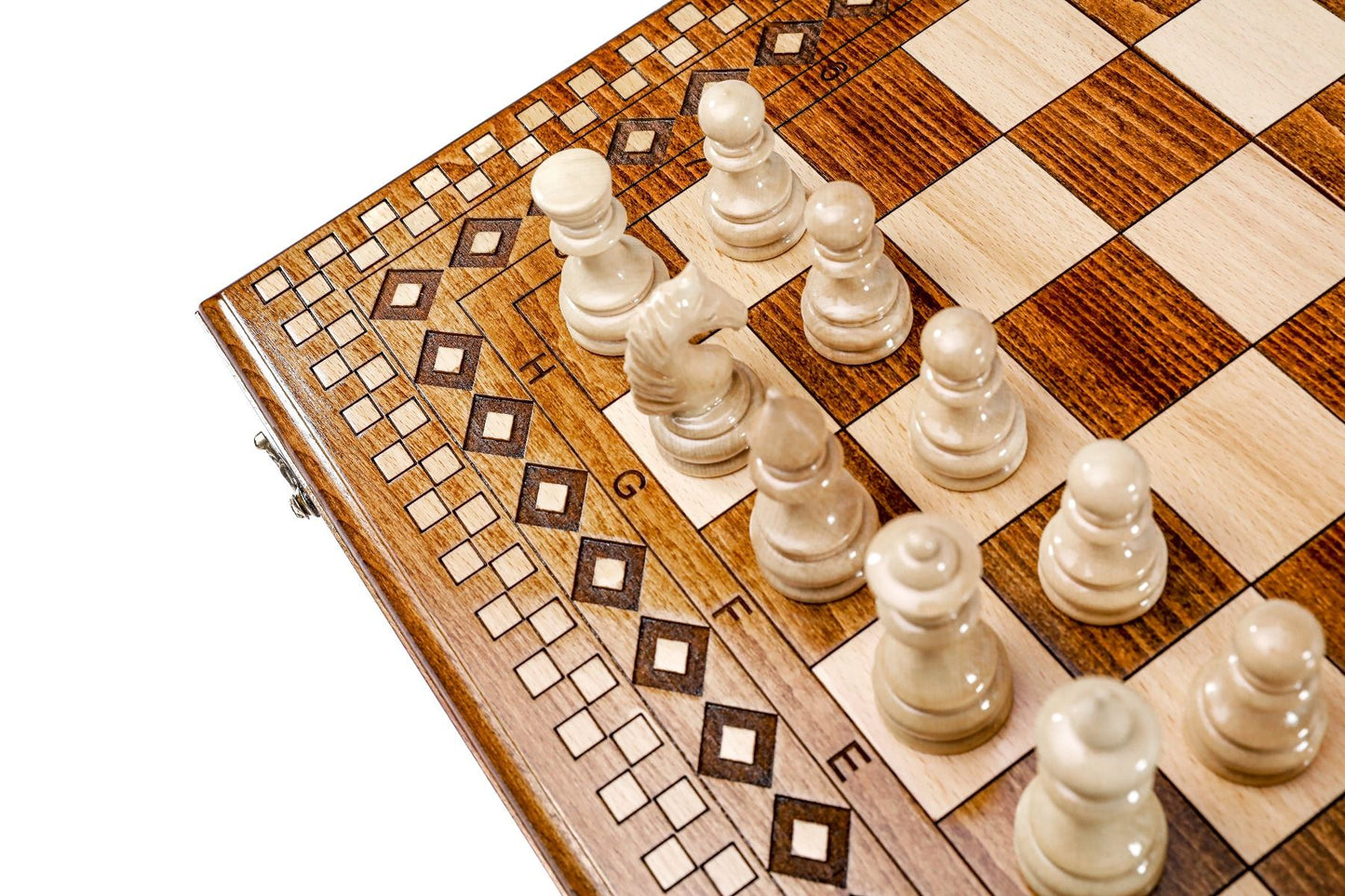 Let each match unfold with the Armenian Carpet Pattern Wooden Chess Set, where strategy and art converge in a celebration of heritage and craftsmanship.